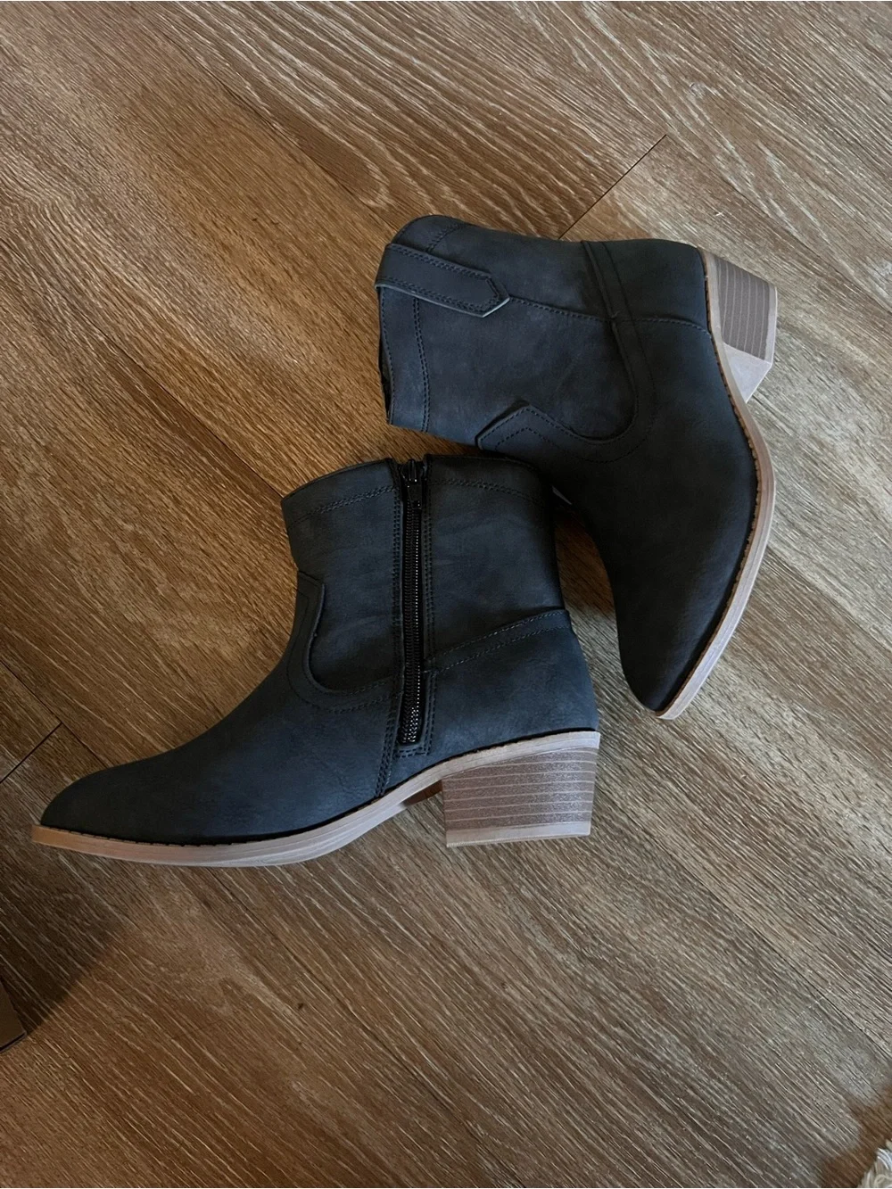 Old Navy Black Ankle Boots with Stacked Heel